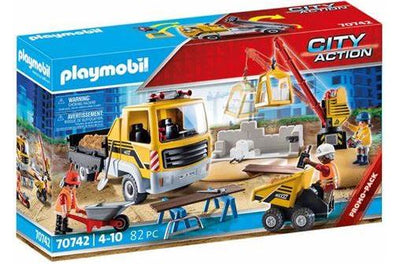 PLAYMOBIL CONSTRUCTION SITE WITH FLAT BED - 70742 - Toyworld Frankston