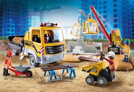 PLAYMOBIL CONSTRUCTION SITE WITH FLAT BED - 70742 - Toyworld Frankston