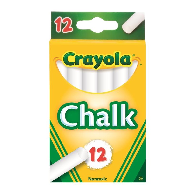 CRAYOLA WHITE CHALK STICKS 12 PACKS - Toyworld Frankston