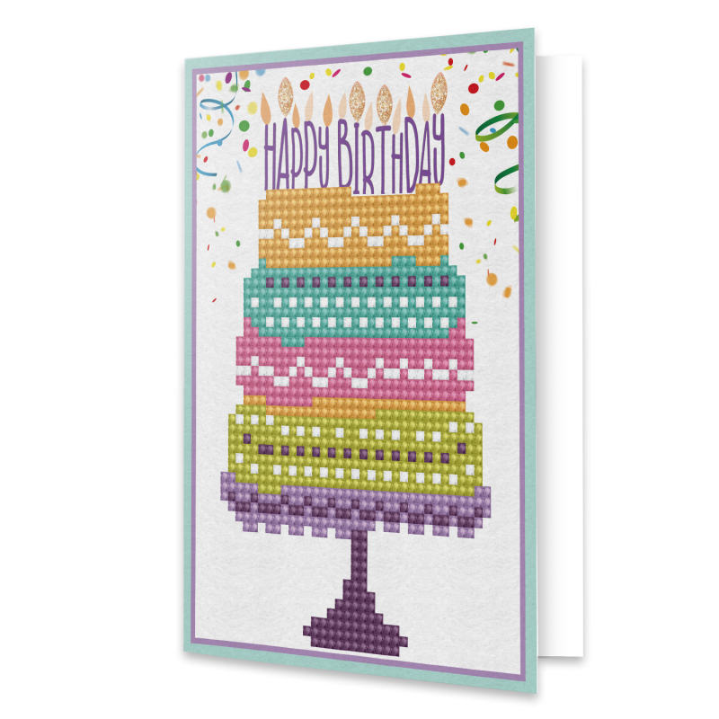 DIAMOND DOTZ - HAPPY BIRTHDAY CAKE GREETING CARD - Toyworld Frankston