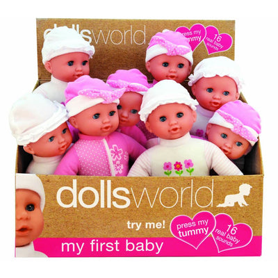 DOLLS WORLD MY FIRST BABY 30CM - ASSORTED - Toyworld Frankston