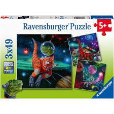 RAVENSBURGER DINOSAURS IN SPACE 3X49 PC - Toyworld Frankston