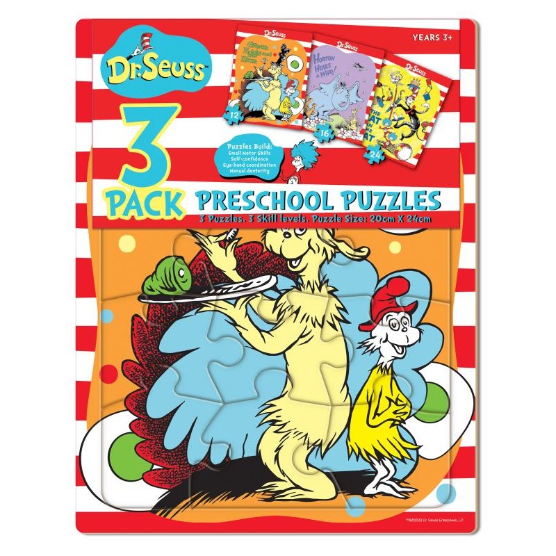 DR SEUSS PRESCHOOL 3 PACK PUZZLE - Toyworld Frankston
