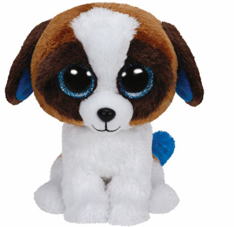 BEANIE BOO MED DUKE BROWN/WHITE DOG | TY BEANIES | Toyworld Frankston