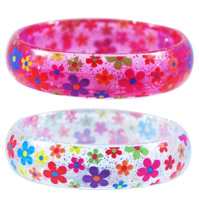 PINK POPPY GLITTER FLOWER BANGLE - Toyworld Frankston