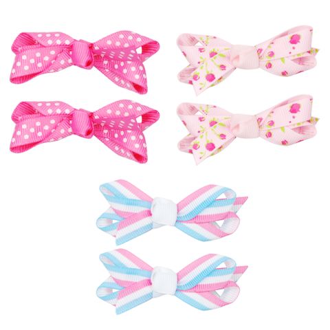 PINK POPPY SPOT FLOWER STRIPE BOW ELASTIC SET OF 2 - Toyworld Frankston
