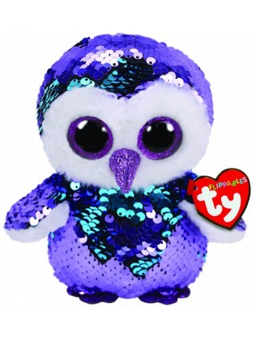 SEQUINS MOONLIGHT PURPLE OWL | TY BEANIES | Toyworld Frankston