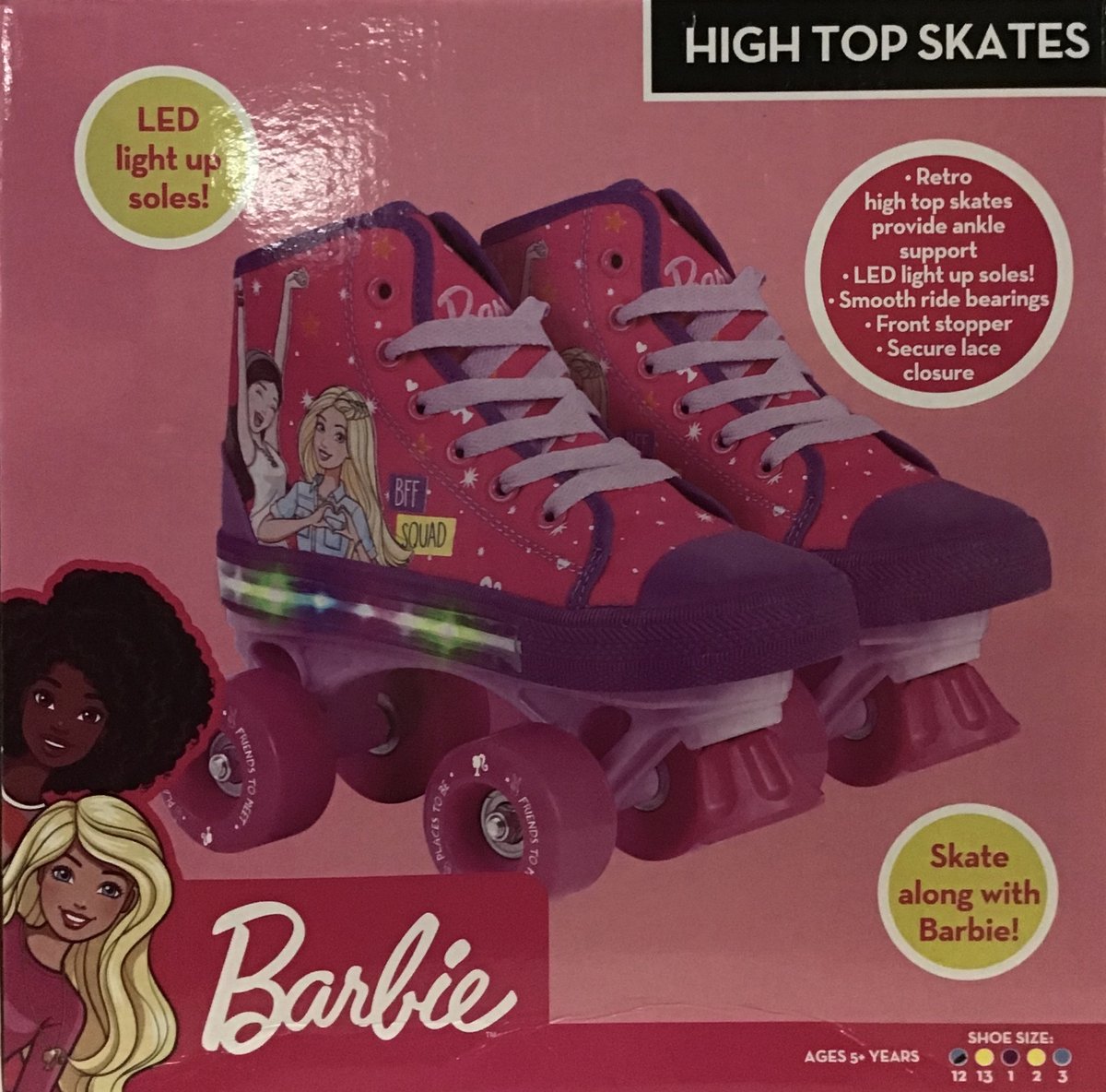BARBIE LIGHT UP ROLLER SKATE - EXCL 12-13-1-2-3 - Toyworld Frankston
