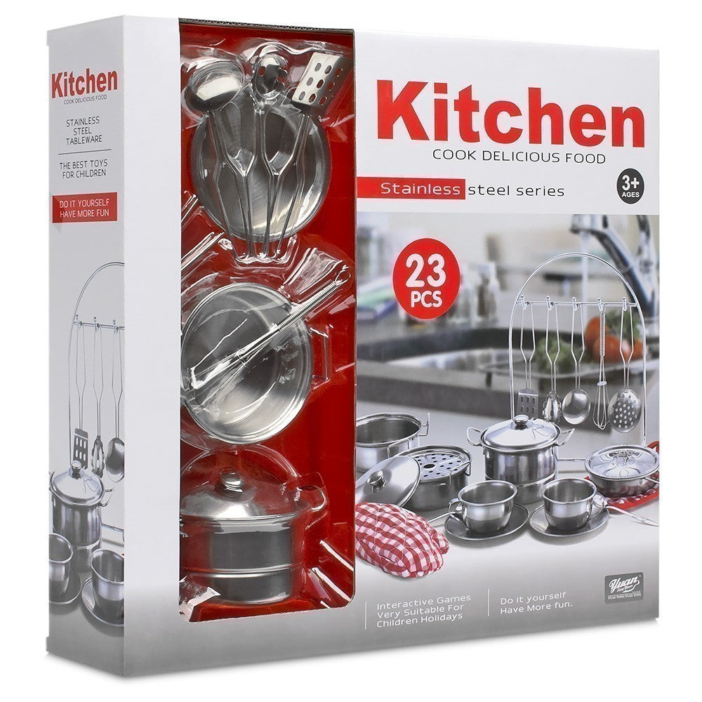 23PC REAL STEEL KITCHEN SET - Toyworld Frankston