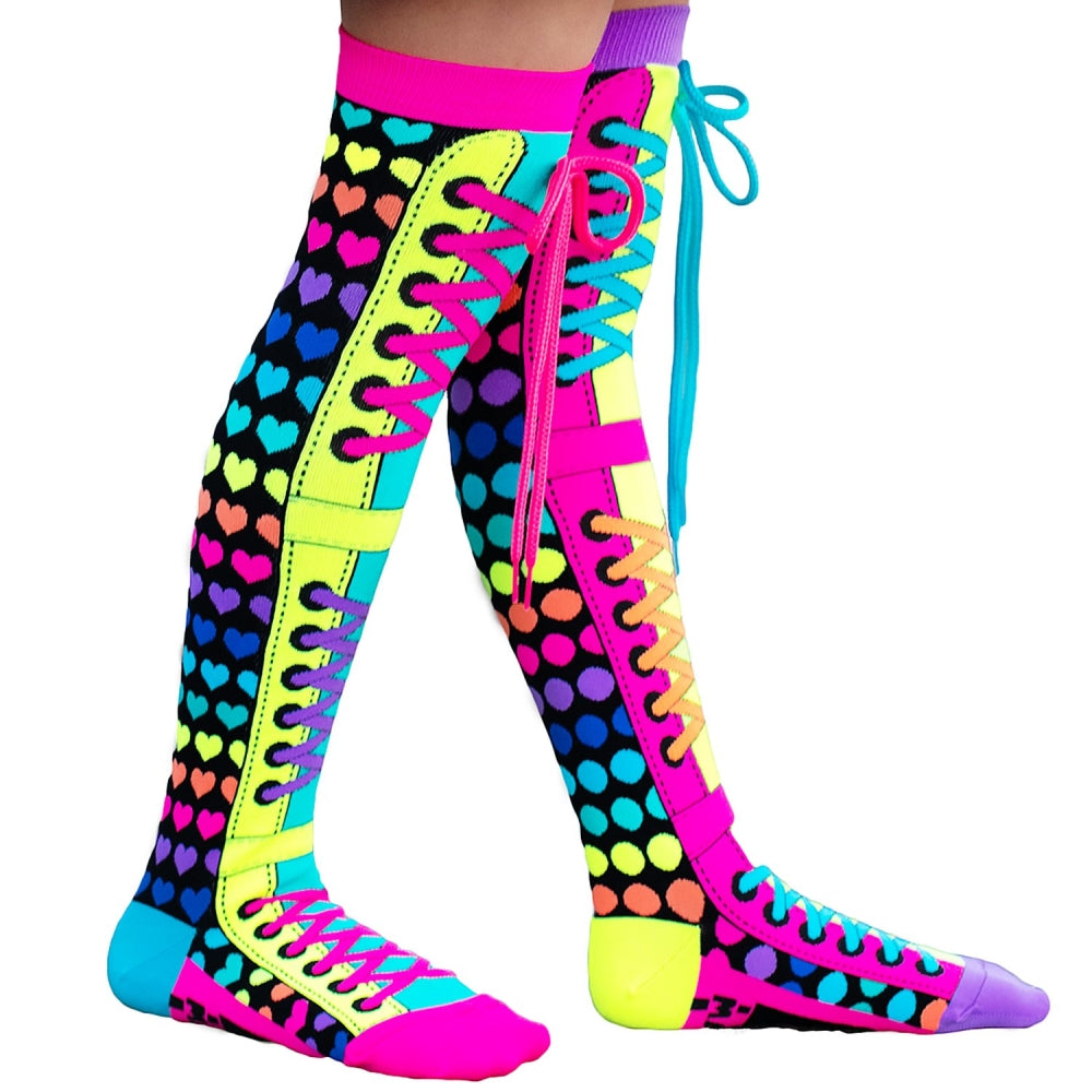 MADMIA DISCO KNEE HIGH SOCKS WITH SHOELACES - Toyworld Frankston