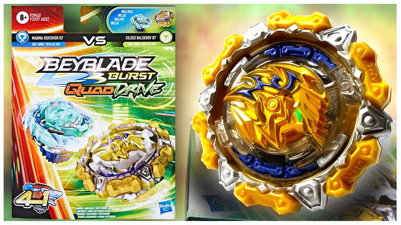 BEYBLADE BURST QUAD DRIVE MAGMA ROKTAVOR R7  vs GILDED BALDEROV B7 - Toyworld Frankston