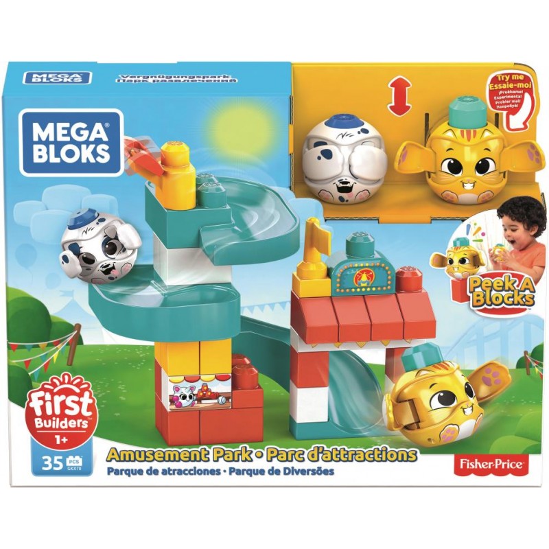 MEGABLOKS WORLD OF PEEK-A-BLOCKS CHASE N SLIDE PLAYHOUSE - Toyworld Frankston