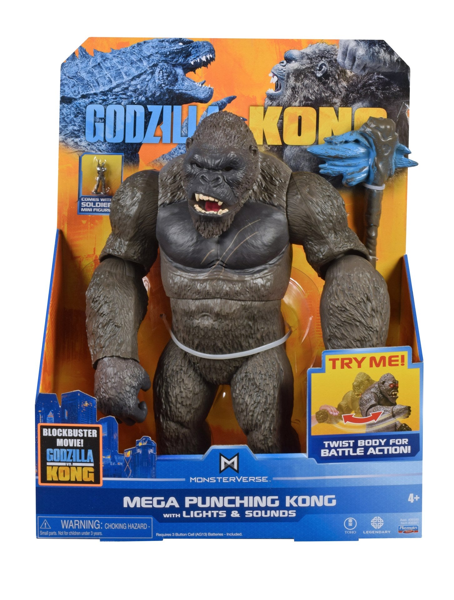 GODZILLA VS KONG 13 INCH GIANT GOD ASSORTED MEGA PUNCHING KONG WITH LIGHTS AND SOUNDS - Toyworld Frankston