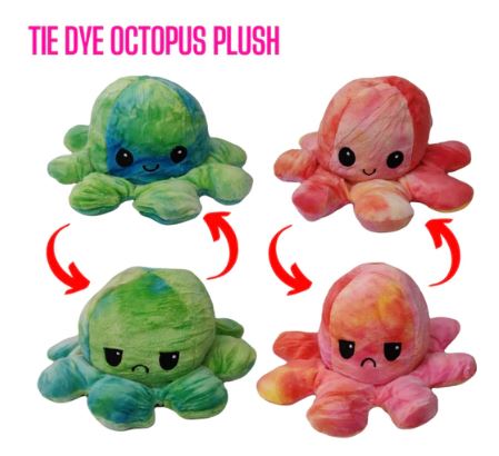 REVERSABLE TIE DYE  OCTOPUS PLUSH