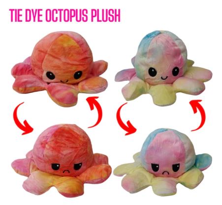 REVERSABLE TIE DYE  OCTOPUS PLUSH - Toyworld Frankston