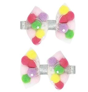 POM POM SPARKLE BOW HAIR CLIPS - Toyworld Frankston
