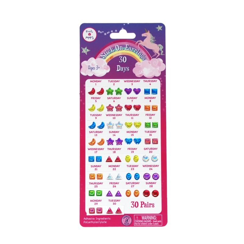 PINK POPPY 30 DAY STICK ON EARRINGS - Toyworld Frankston