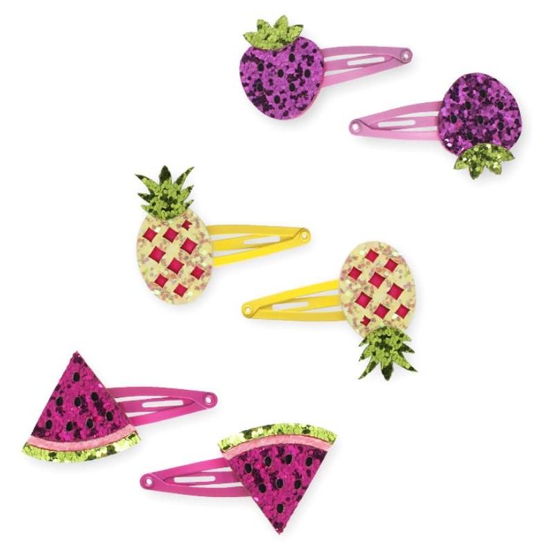 PINK POPPY GLITTER FRUIT HAIRCLIPS - Toyworld Frankston