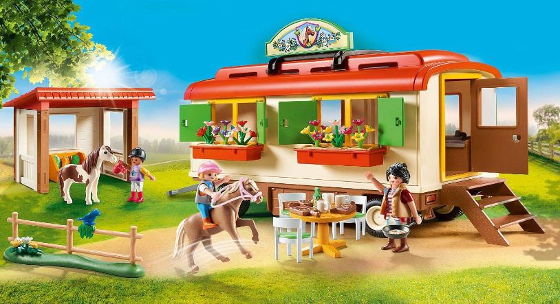 PLAYMOBIL PONY SHELTER WITH MOBILE HOME - 70510 - Toyworld Frankston