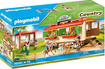 PLAYMOBIL PONY SHELTER WITH MOBILE HOME - 70510 - Toyworld Frankston