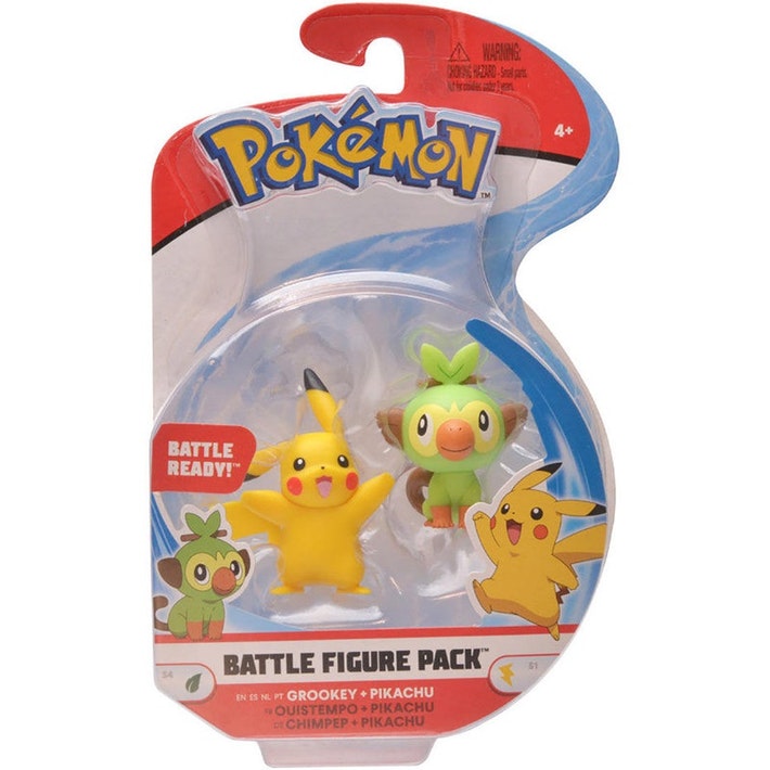 POKEMON BATTLE FIGURE - GROOKEY + PIKACHU - Toyworld Frankston