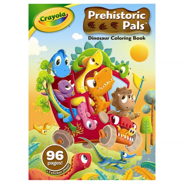 CRAYOLA PREHISTORIC PALS COLOURING BOOK WITH STICKERS 96PGS - Toyworld Frankston