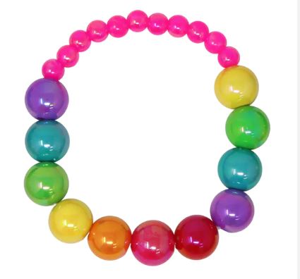 PINK POPPY RAINBOW BEADS BRACELET - Toyworld Frankston