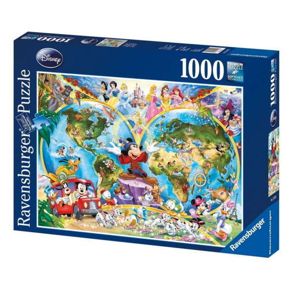 RAVENSBURGER - DISNEYS WORLD MAP PUZZLE 1000PC - Toyworld Frankston