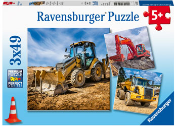 RAVENSBURGER DIGGER AT WORK 3X49PC - Toyworld Frankston
