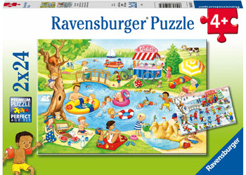 RAVENSBURGER SWIMMING AT THE LAKE 2X24PC PUZZLE - Toyworld Frankston