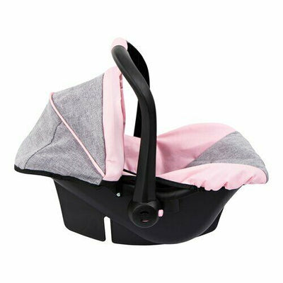DOLLS CAR CAPSULE SEAT LIGHT GREY & PINK WITH BUTTERFLY - Toyworld Frankston