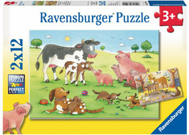 RAVENSBURGER ANIMALS CHILDRENS 2X12PC PUZZLE - Toyworld Frankston