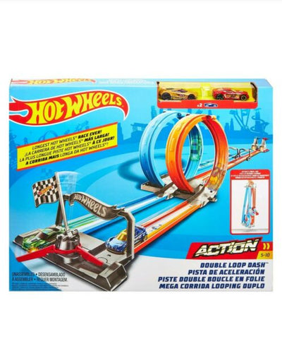 HOT WHEELS DOUBLE LOOP DASH TRACK SET - Toyworld Frankston