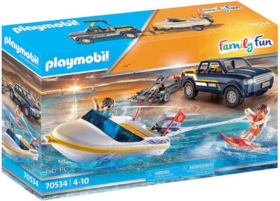 PLAYMOBIL PICK-UP WITH SPEEDBOAT - 70534 - Toyworld Frankston