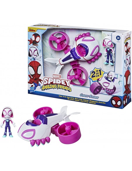 SPIDEY AND HIS AMAZING FRIENDS - GHOST SPIDER CHANGE N GO GHOST-COPTER - Toyworld Frankston
