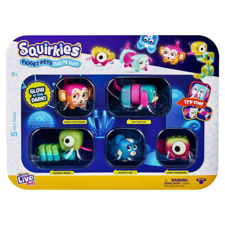 LITTLE LIVE PETS SQUIRKIES FIDGET PETS 5 PACK GLOW IN THE DARK - Toyworld Frankston