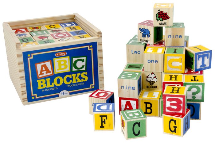 SCHYLLING WOODEN ALPHABET BLOCKS 48 PIECES