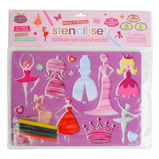 STENCIL AND PENCIL DOUBLE PACK FAIRIES AND FLOWERS - Toyworld Frankston