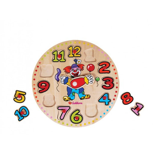 WOOD CLOWN LEARNING CLOCK - Toyworld Frankston